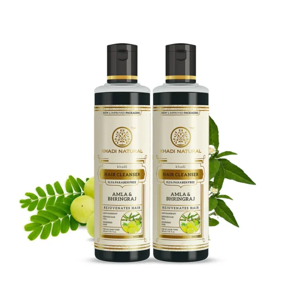 Khadi Natural Amla & bhringraj hair cleanser-SLS/Paraben Free set of 2 - 210ml each